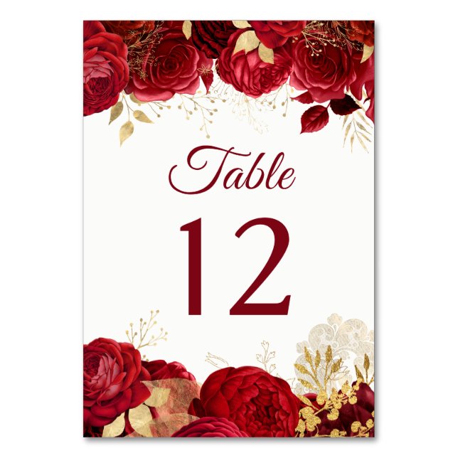 Numéro De Table Red Roses & Gold Tous les événements (Par défaut)