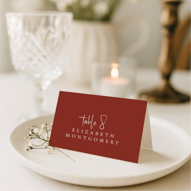 Numéro De Table Red Simple Modern Wedding Calligraphy (Créateur téléchargé)