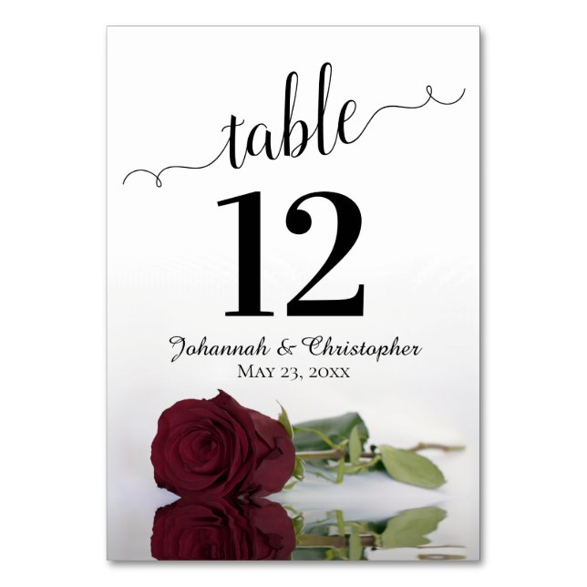 Numéro De Table Reflet Bourgogne ou Maroon Rose mariage élégant (Par défaut)