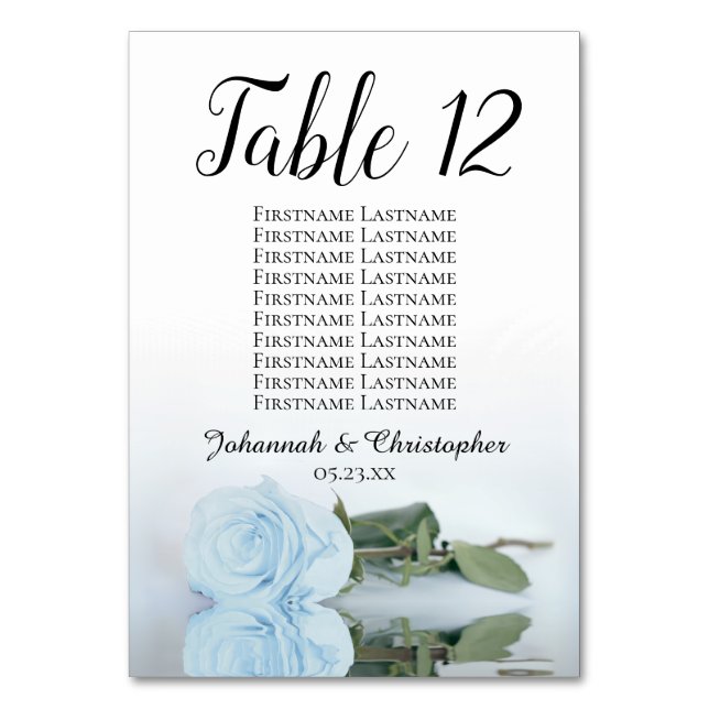 Numéro De Table Reflet Dusty Blue Rose  siège Mariage (Dos)
