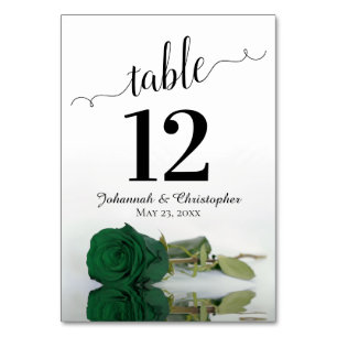 Numéro De Table Reflet Emerald Green Rose Mariage élégant