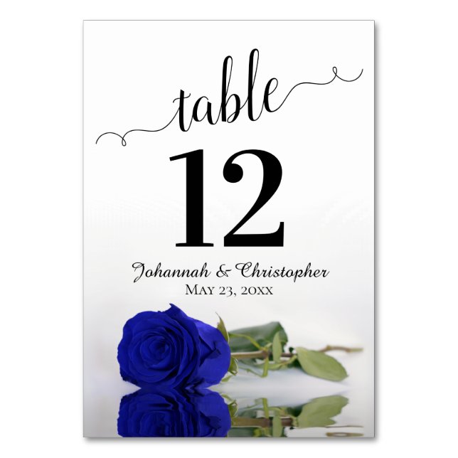 Numéro De Table Reflet Royal Blue Rose Mariage élégant (Par défaut)