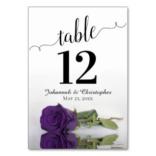 Numéro De Table Reflet Royal Purple Rose Mariage élégant