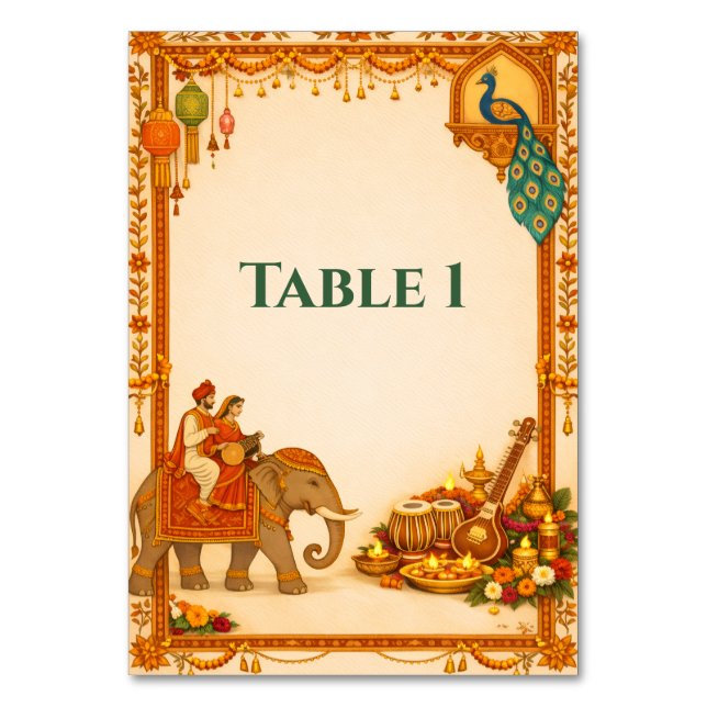 Numéro De Table Regal Indian Wedding Table Number Card | Gold  (Par défaut)