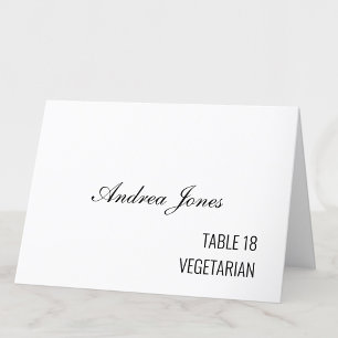 Numéro De Table Repas Choix Nom du client Black Script Place Card