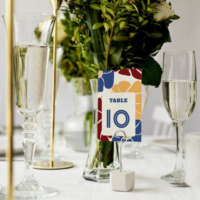 Numéro De Table Retro Super Boho Chic Floral Mariage (Retro Groovy Boho Chic Floral Wedding Table Number)