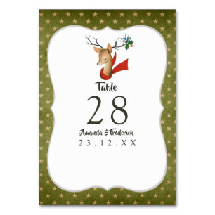 Numéro De Table Retro Vintage Reindeer Mariage de Noël