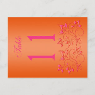 Numéro de table réversible rose et orange