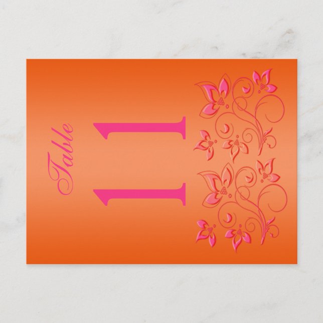 Numéro de table réversible rose et orange (Devant)