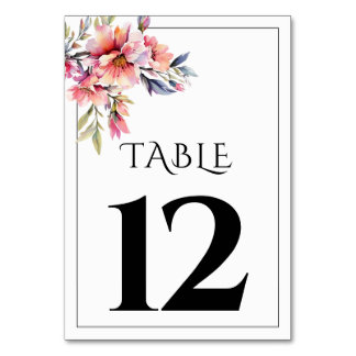Numéro De Table Rhododendron branch peach-pink wedding