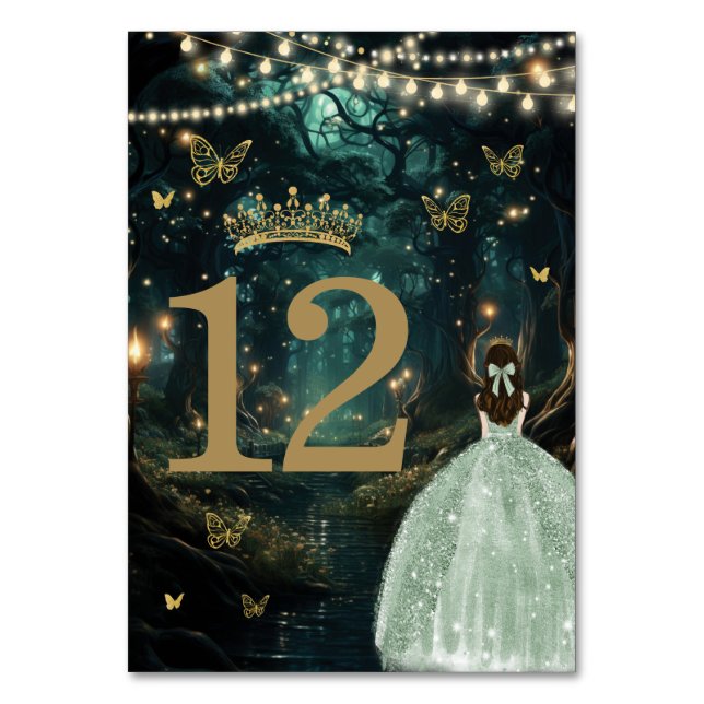 Numéro De Table Robe verte Enchanté Forêt Sage Quinceañera (Par défaut)