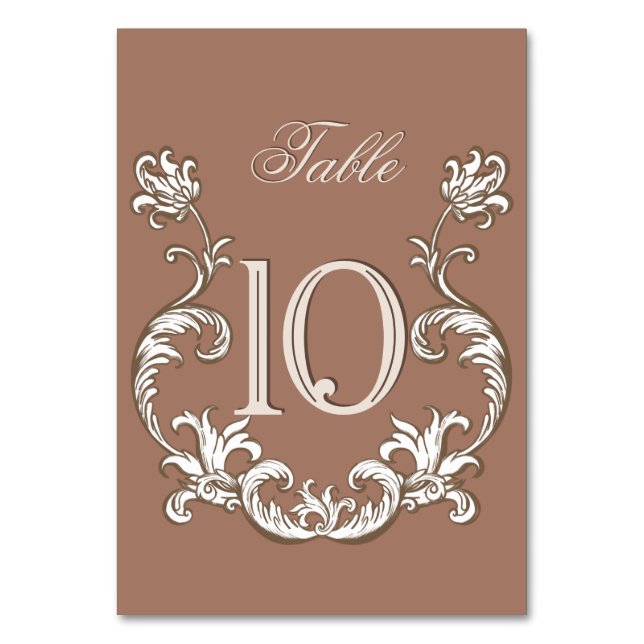 Numéro De Table Rococo Mocha Florentine Monochrome Mousse (Par défaut)