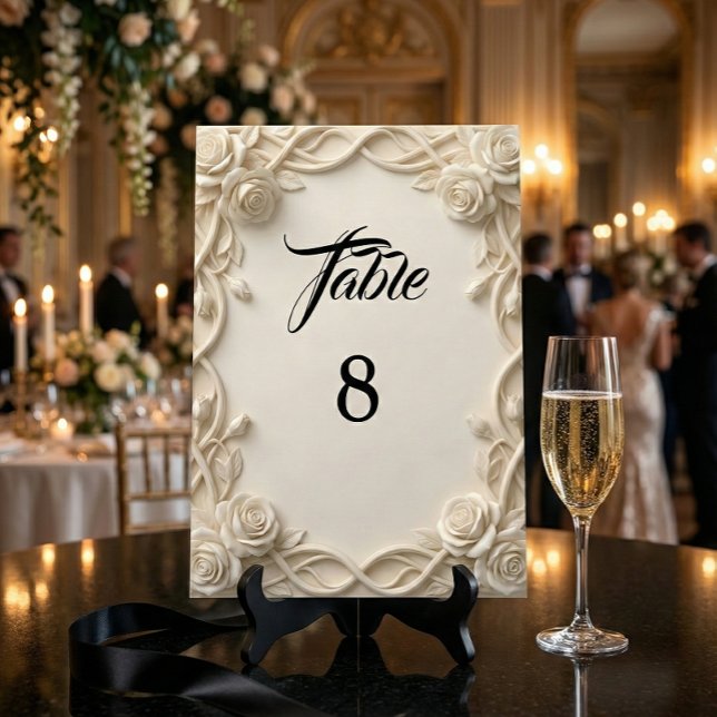Numéro De Table Romantic Ivory Cream Faux Relief (Créateur téléchargé)