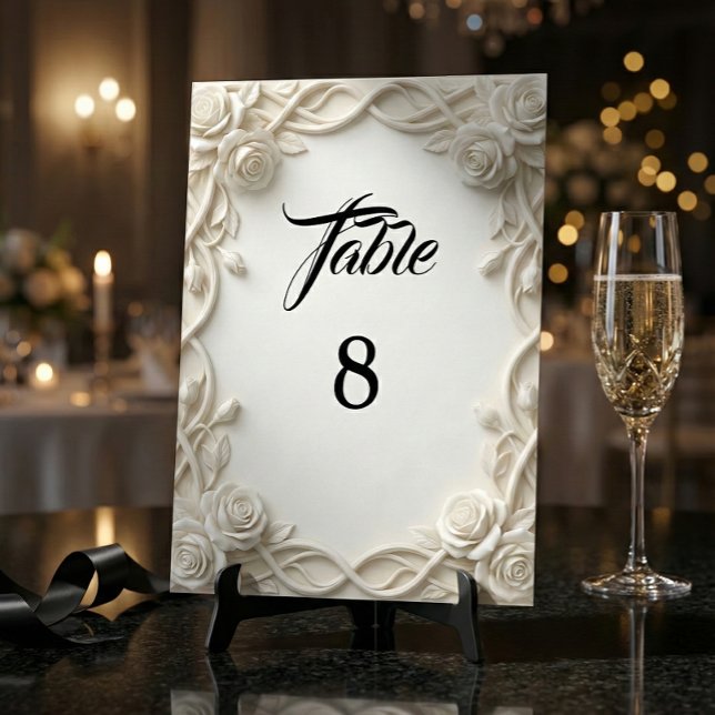 Numéro De Table Romantic Ivory Cream Faux Relief (Créateur téléchargé)