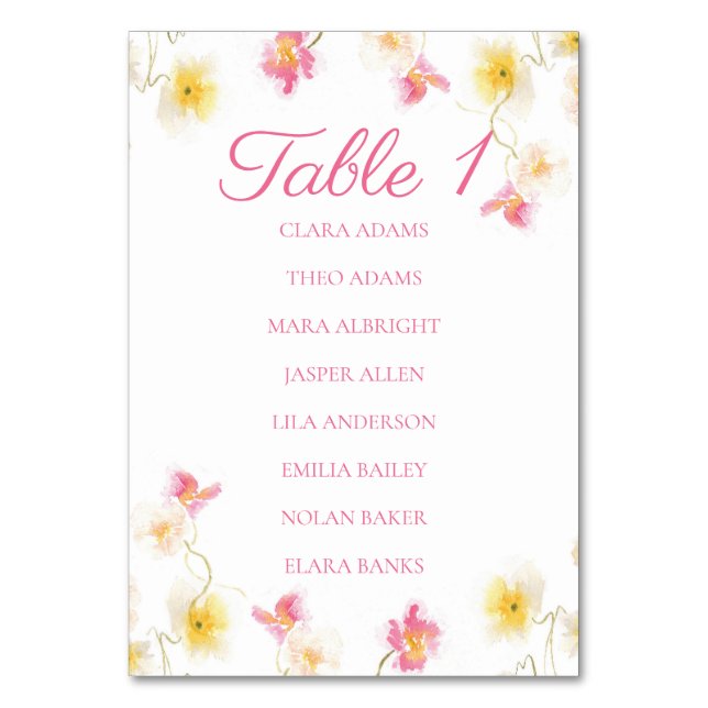 Numéro De Table Romantic Pink Floral Elegant Numeric Table Number (Par défaut)