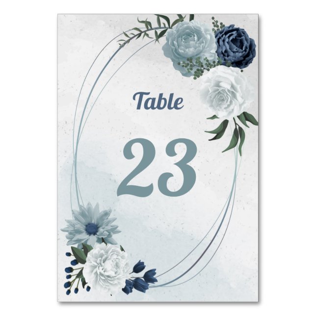 Numéro De Table romantique blanc & bleu vert fleuri (Par défaut)