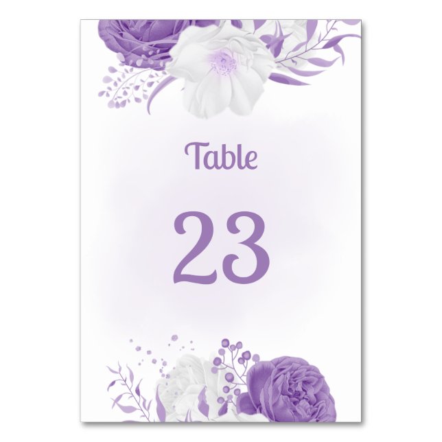 Numéro De Table romantique blanc violet botanique (Par défaut)