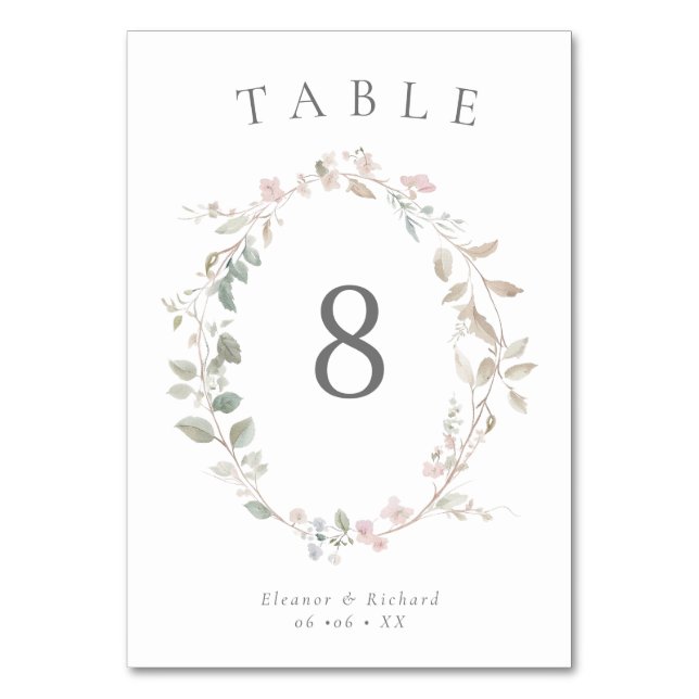 Numéro De Table Romantique Delictic Blush Floral Wreath Mariage (Par défaut)