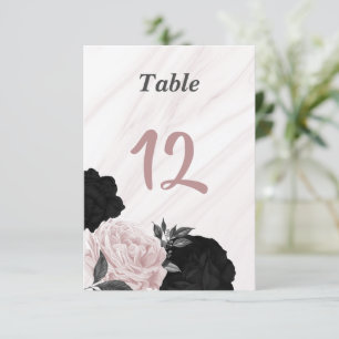 Numéro de table romantique noire et rose