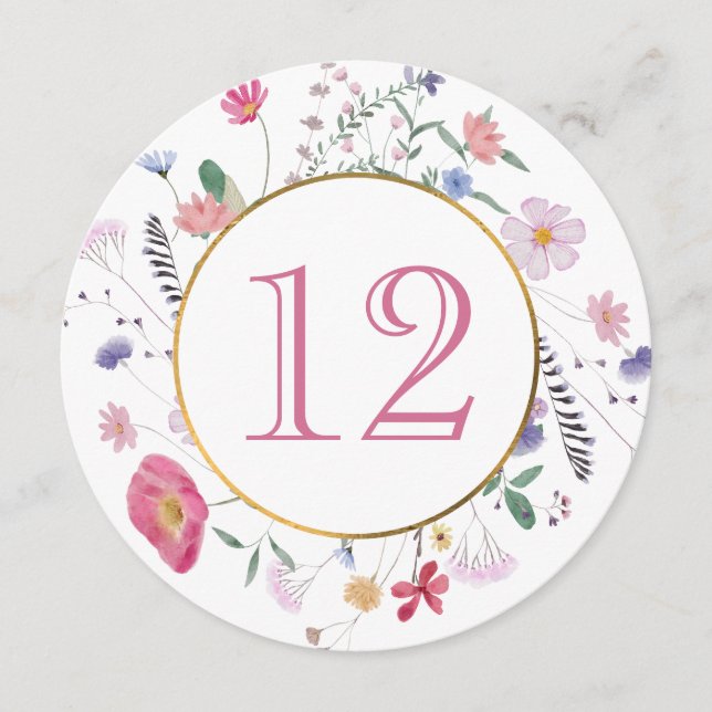 Numéro de table ronde fleur sauvage (Devant)