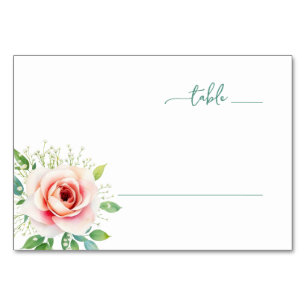Numéro De Table Rose aquarelle pastel sereine