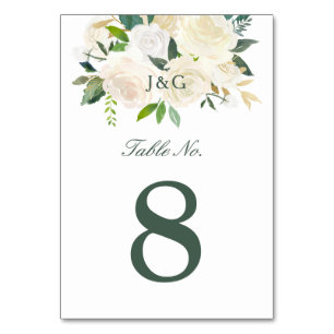 Numéro De Table Rose blanche  