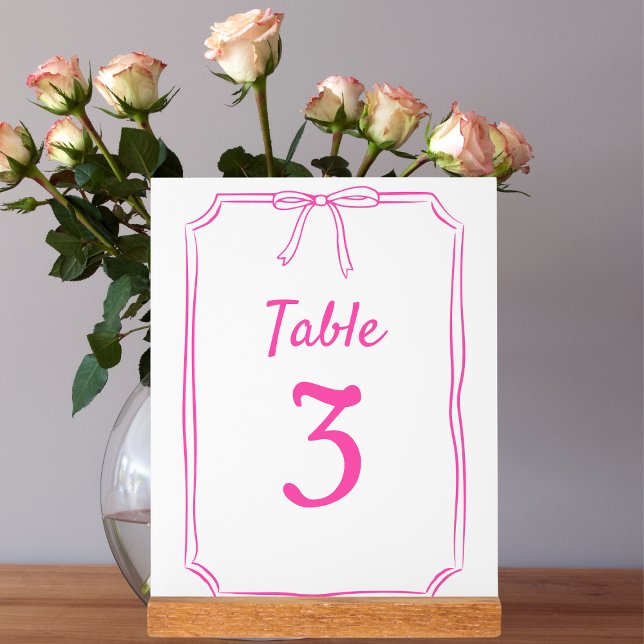 Numéro de table rose chaud Mariage simple moderne  (Créateur téléchargé)