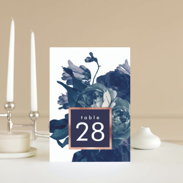 Numéro De Table Rose de la Marine Bouquet Mariage Numéro de tablea (Créateur téléchargé)