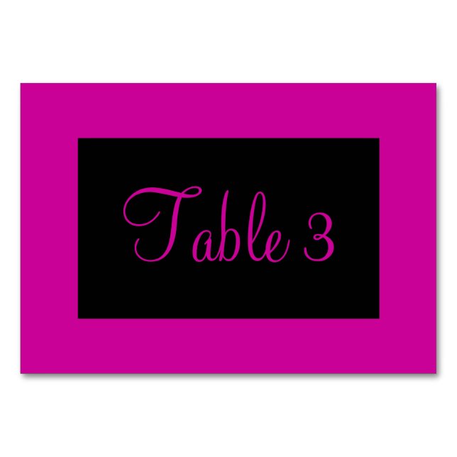 Numéro De Table Rose et Noir Numéroté (Dos)