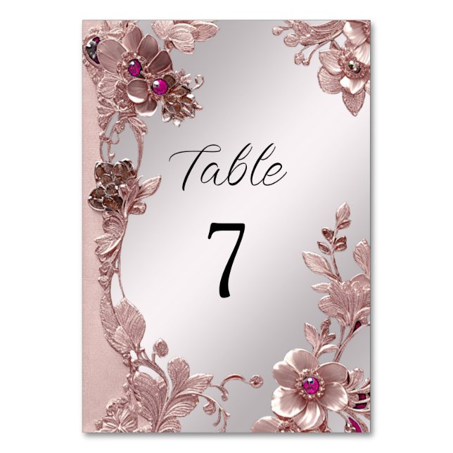 Numéro de table rose fleurie (Par défaut)