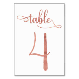 Numéro De Table Rose Gold faux feuille 3.5x5 | Tableau 4