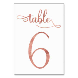 Numéro De Table Rose Gold faux feuille 3.5x5 | Tableau 6