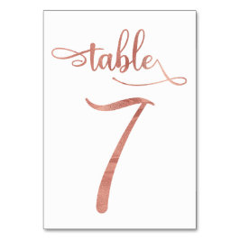 Numéro De Table Rose Gold faux feuille 3.5x5 | Tableau 7