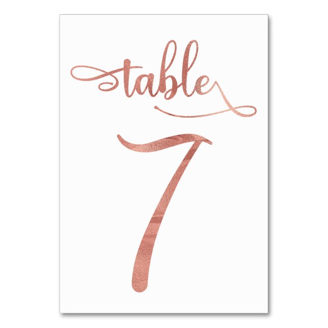 Numéro De Table Rose Gold faux feuille 3.5x5 | Tableau 7 (Par défaut)