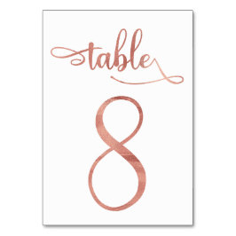 Numéro De Table Rose Gold faux feuille 3.5x5 | Tableau 8