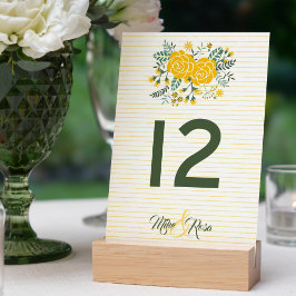 Numéro De Table Rose jaune du Texas - En vichy Mariage d'État