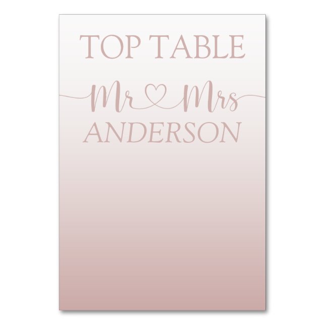 Numéro De Table Rose moderne Gold Gradient Mariage Top Table Table (Par défaut)