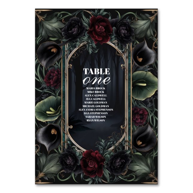 Numéro De Table Rose noir Floral Gothique Mariage d'Halloween (Par défaut)