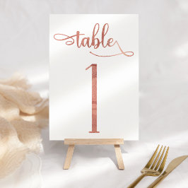 Numéro de table rose or faux feuille 3.5x5 | Table