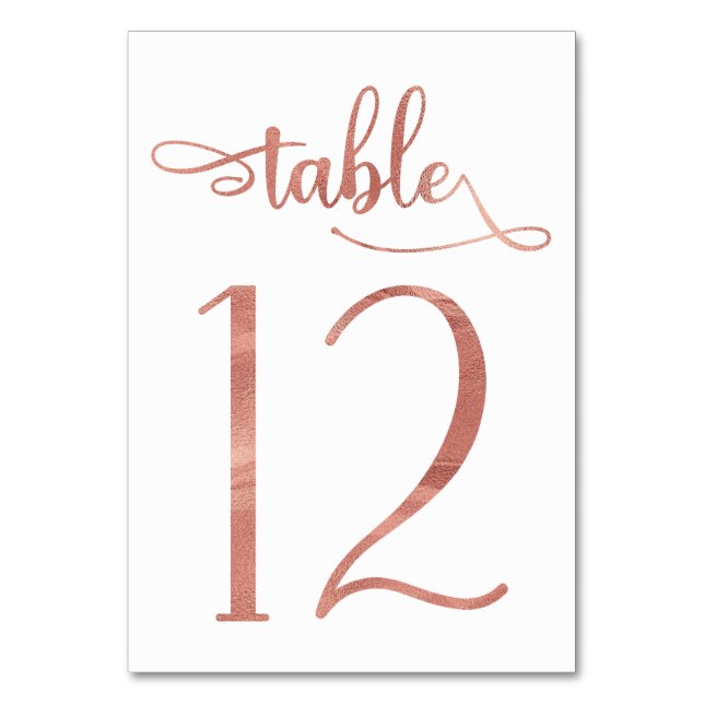 Numéro de table rose or faux feuille 3.5x5 | Table (Dos)