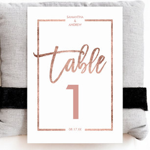 Numéro De Table Rose or frame script blanc table numéro