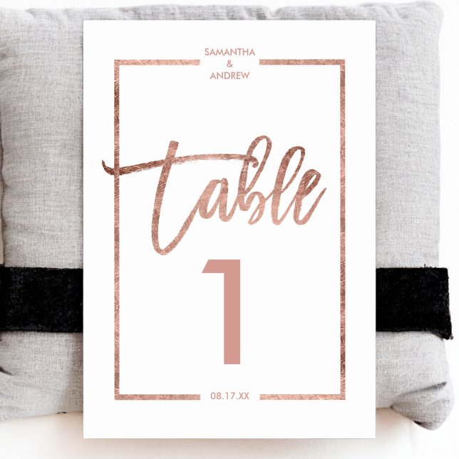 Numéro De Table Rose or frame script blanc table numéro (Rose gold frame script white table number)