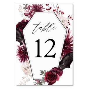 Numéro De Table Rose rouge et café d'Halloween floral