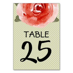 Numéro De Table Rose rouge sur Lime Derby