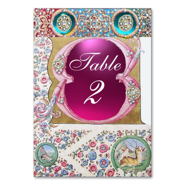 NUMÉRO DE TABLE ROSES ANCIENNES, FLORAUX, PIERRES PRECIEUSES BLEU  (Par défaut)