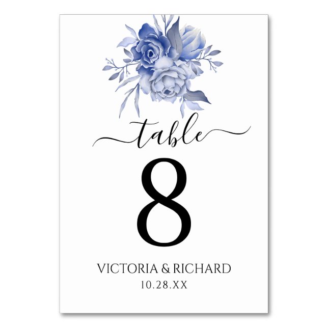 Numéro De Table roses bleues poussiéreuses rustiques et autres fle (Par défaut)