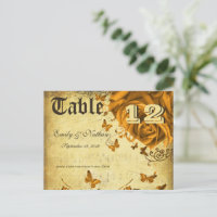 Numéro de table Roses et Papillons à Cœur d'Or