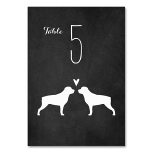 Numéro De Table Rottweiler Chien Silhouettes Réception de mariage