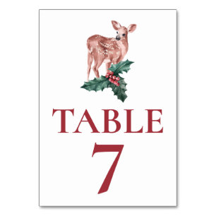Numéro de table rouge de mariage d'hiver Cerf de N