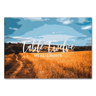 Numéro De Table Route de Campagne Ensoleillée d'Été Champ Rustique